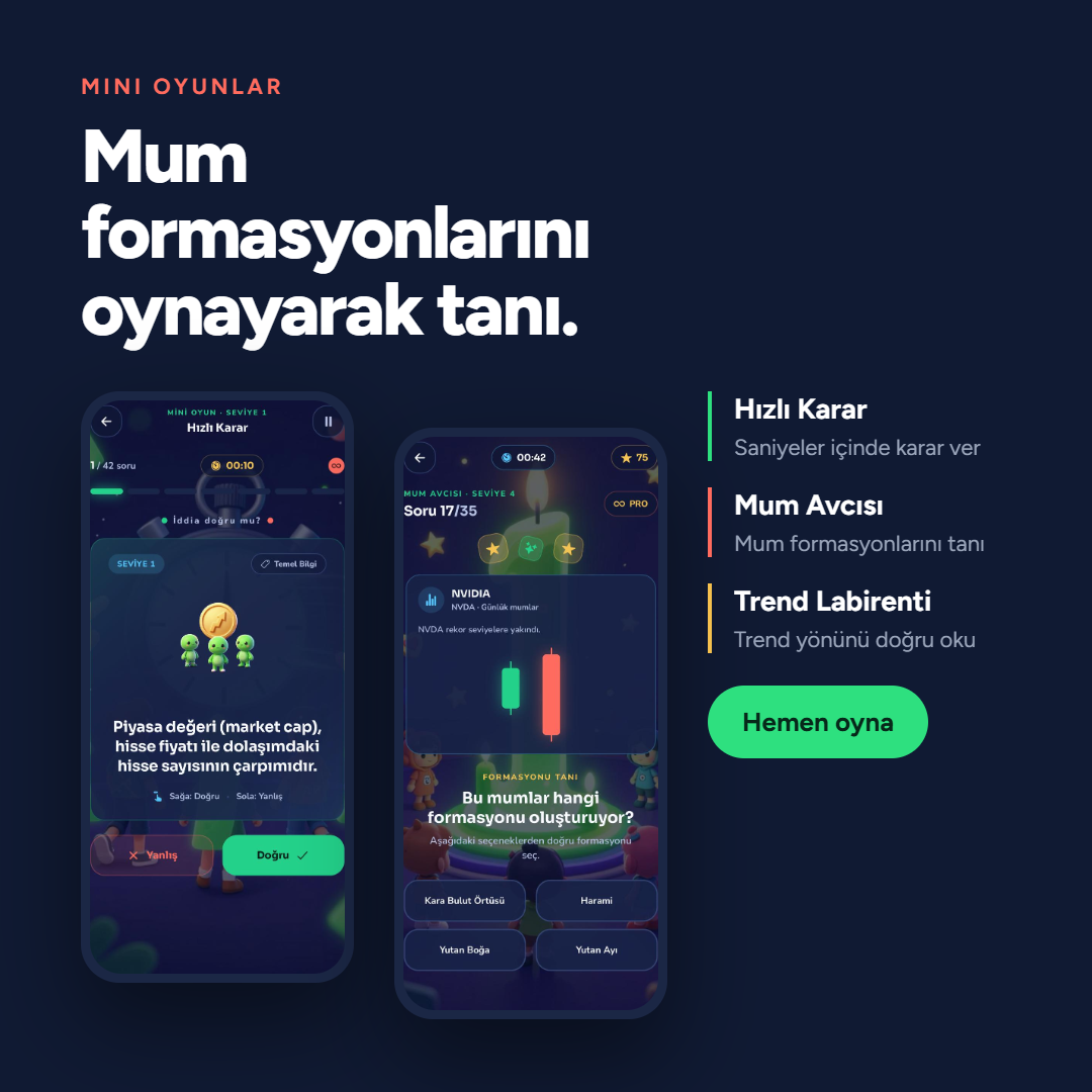 MoneyMap mini oyunları — Hızlı Karar, Mum Avcısı, Trend Labirenti