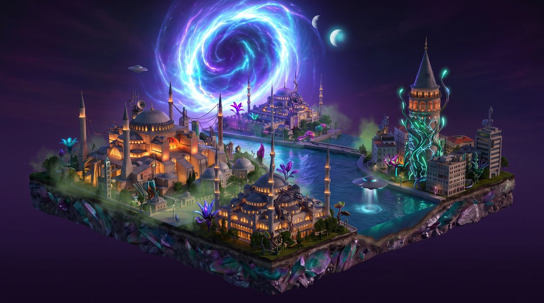 Cosmic teması, gece — İstanbul