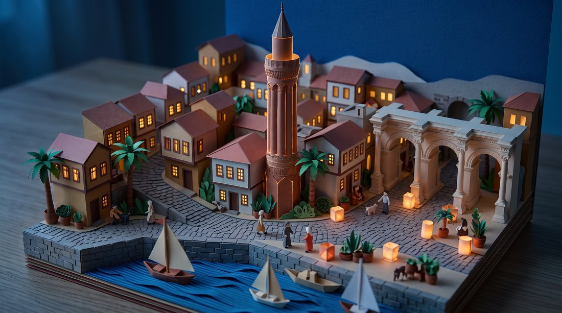 Kağıt Kesme teması, gece — Antalya