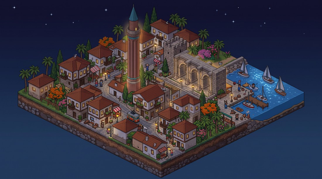 Piksel teması, gece — Antalya